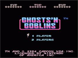 Title screen of Ghosts'n Goblins on the Nintendo NES.
