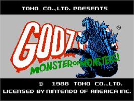 Title screen of Godzilla - Monster Of Monsters on the Nintendo NES.