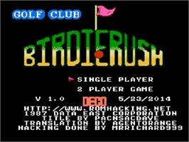 Title screen of Golf Club - Birdy Rush on the Nintendo NES.