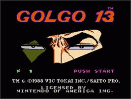 Title screen of Golgo 13: Top Secret Episode on the Nintendo NES.