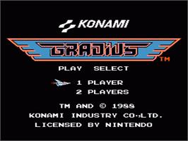 Title screen of Gradius on the Nintendo NES.