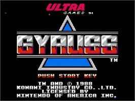 Title screen of Gyruss on the Nintendo NES.