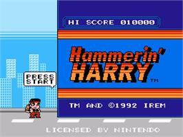 Title screen of Hammerin' Harry on the Nintendo NES.