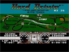 Title screen of Hard Drivin' on the Nintendo NES.