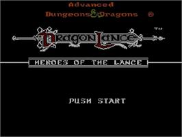 Title screen of Heroes Of The Lance on the Nintendo NES.