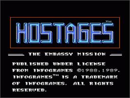 Title screen of Hostage: Rescue Mission on the Nintendo NES.