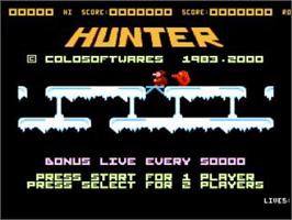 Title screen of Hunter on the Nintendo NES.