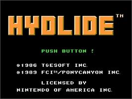 Title screen of Hydlide on the Nintendo NES.