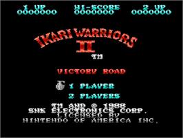 Title screen of Ikari Warriors 2 - Victory Road on the Nintendo NES.