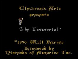 Title screen of Immortal, The on the Nintendo NES.