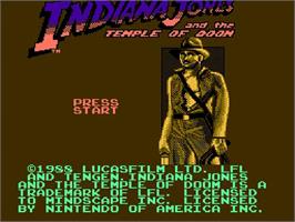 Title screen of Indiana Jones And The Temple Of Doom on the Nintendo NES.