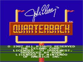 Title screen of John Elway's Quarterback on the Nintendo NES.