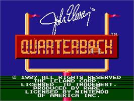 Title screen of John Elway's Quarterback on the Nintendo NES.