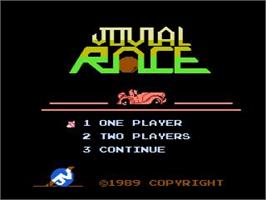 Title screen of Jovial Race on the Nintendo NES.