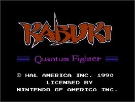 Title screen of Kabuki Quantum Fighter on the Nintendo NES.