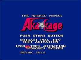 Title screen of Kamen No Ninja - Akakage on the Nintendo NES.