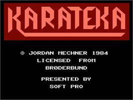Title screen of Karateka on the Nintendo NES.