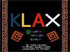 Title screen of Klax on the Nintendo NES.