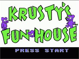 Title screen of Krusty's Fun House on the Nintendo NES.