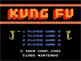 Title screen of Kung Fu on the Nintendo NES.