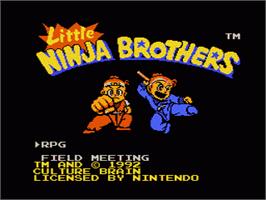 Title screen of Little Ninja Brothers on the Nintendo NES.