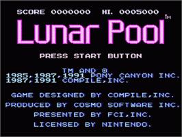 Title screen of Lunar Pool on the Nintendo NES.