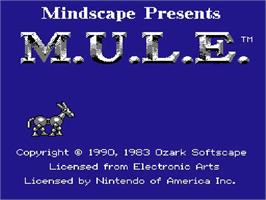 Title screen of M.u.l.e. on the Nintendo NES.