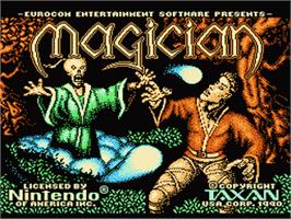 Title screen of Magician on the Nintendo NES.