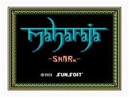 Title screen of Maharaja on the Nintendo NES.
