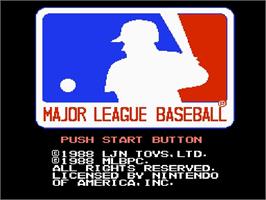 Title screen of Major League Baseball on the Nintendo NES.