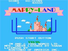 Title screen of Mappy-land on the Nintendo NES.