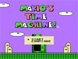 Title screen of Mario's Time Machine on the Nintendo NES.