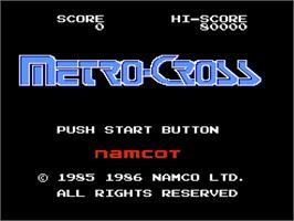 Title screen of Metro Cross on the Nintendo NES.