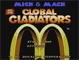 Title screen of Mick And Mack As The Global Gladiators on the Nintendo NES.