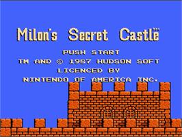 Title screen of Milon's Secret Castle on the Nintendo NES.