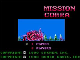 Title screen of Mission Cobra on the Nintendo NES.