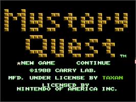 Title screen of Mystery Quest on the Nintendo NES.