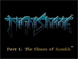 Title screen of Nightshade on the Nintendo NES.