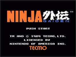 Title screen of Ninja Gaiden on the Nintendo NES.