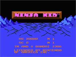 Title screen of Ninja Kid on the Nintendo NES.