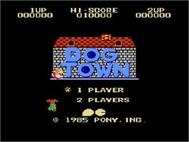 Title screen of Onyanko Town on the Nintendo NES.