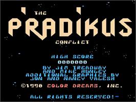 Title screen of P'radikus Conflict on the Nintendo NES.