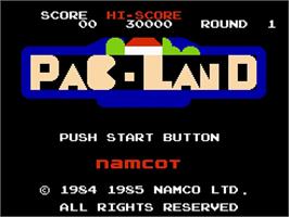 Title screen of Pac-Land on the Nintendo NES.