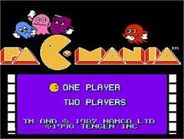Title screen of Pac-mania on the Nintendo NES.