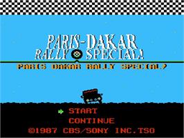 Title screen of Paris-dakar Rally Special on the Nintendo NES.