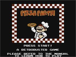 Title screen of Pizza Party! on the Nintendo NES.