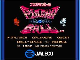 Title screen of Plasma Ball on the Nintendo NES.