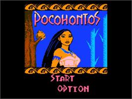 Title screen of Pocahontas on the Nintendo NES.
