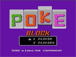 Title screen of Poke Block on the Nintendo NES.