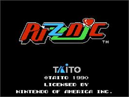 Title screen of Puzznic on the Nintendo NES.